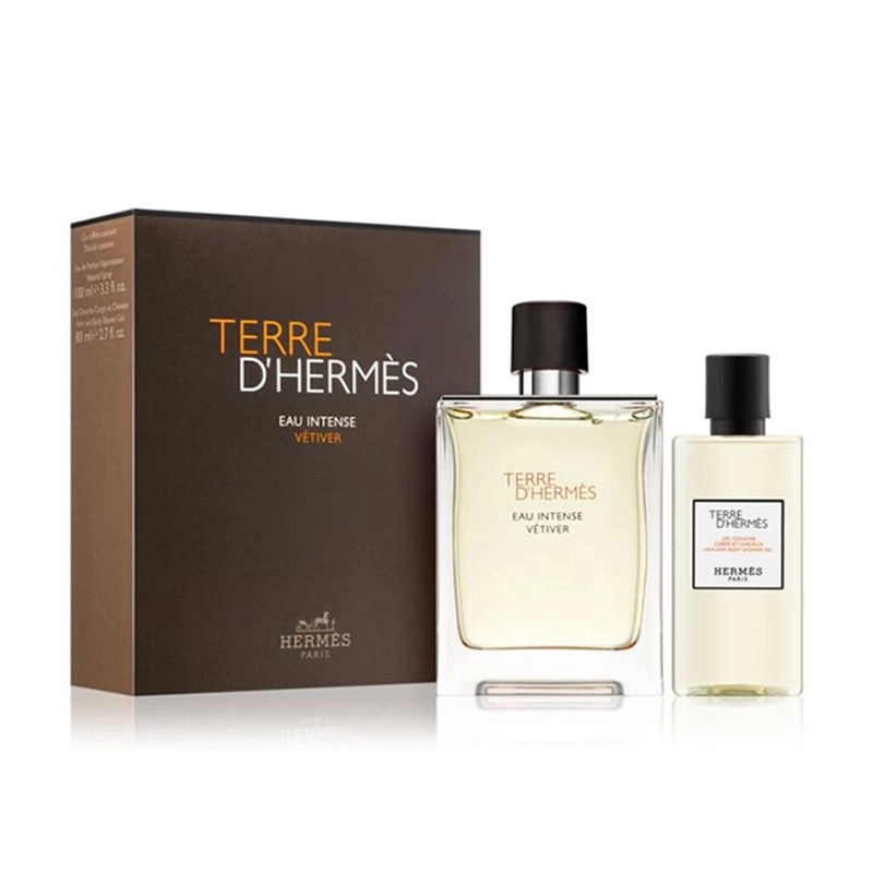 Hermes Набір чоловічий Terre D'Hermes Eau Intense Vetiver (парфумована вода, 100 мл + парфумований гель для душу, 80 мл) - фото N1