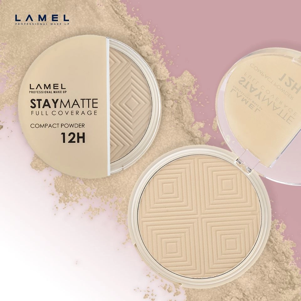 Lamel Professional Пудра компактна Stay Matte Compact Powder матувальна, 401 Porcelain, 12 г - фото N3