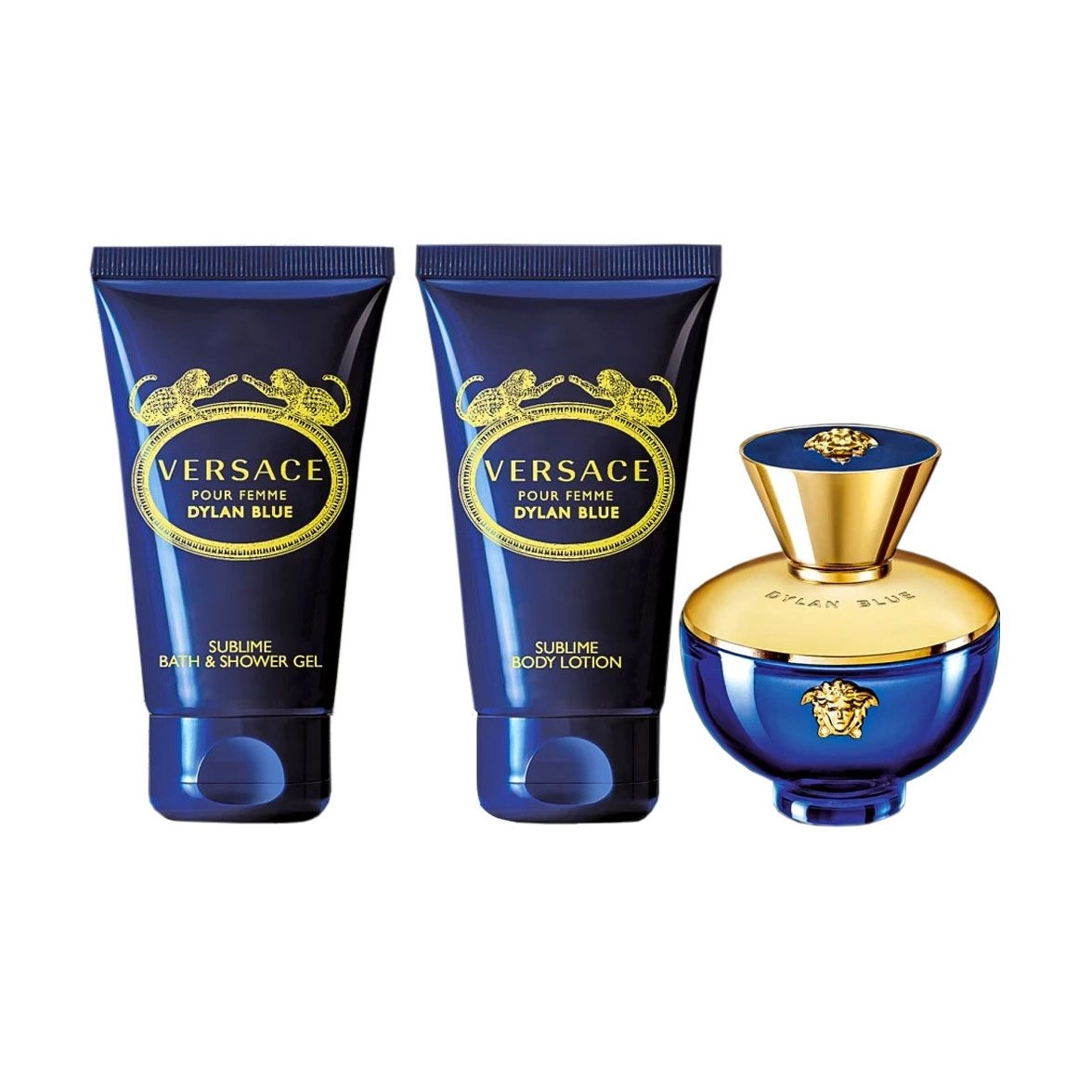 Versace Парфюмированный набор женский Pour Femme Dylan Blue (парфюмированная вода, 50 мл + лосьон для тела, 50 мл + гель для душа, 50 мл) - фото N2