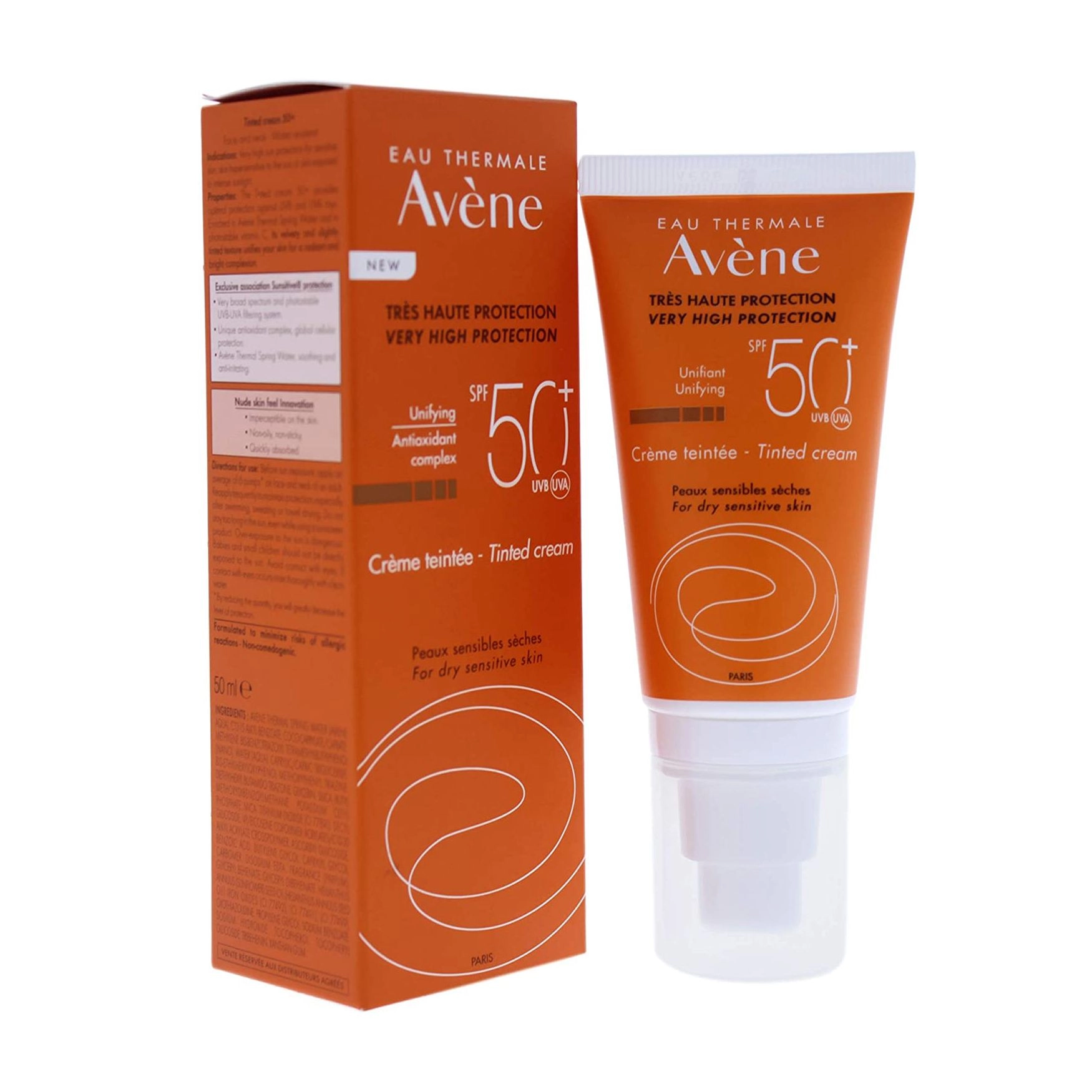 Avene Сонцезахисний тональний крем Solaires Haute Protection Tinted Creme SPF 50+ для чутливої шкіри, 50 мл - фото N1