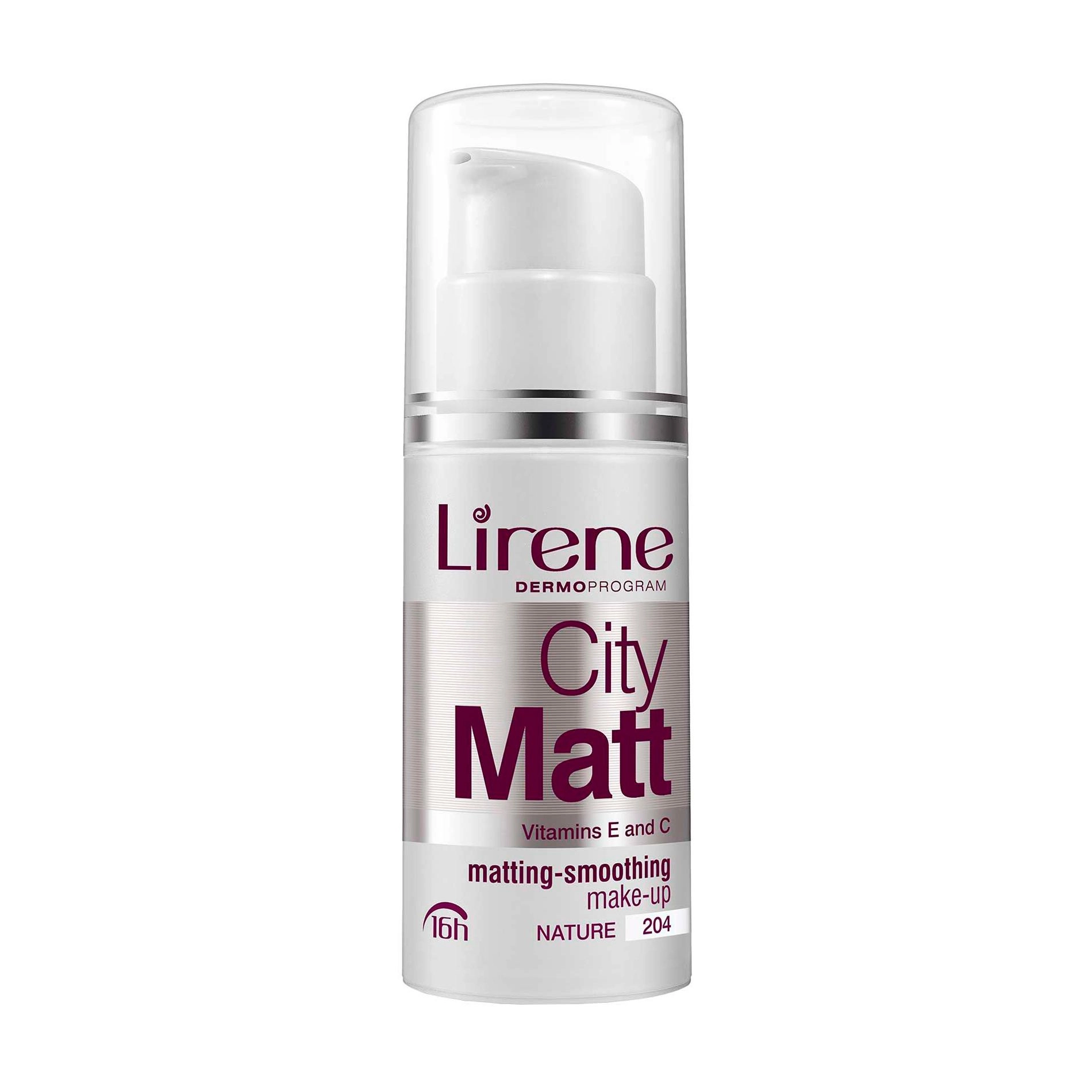 Lirene Матувальний тональний крем для обличчя City Matt з вирівнювальний ефектом 204 Natural, 30 мл - фото N1