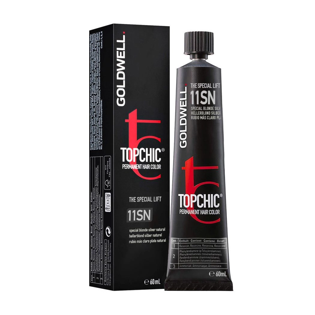 Goldwell Стойкая профессиональная краска для волос Topchic Permanent Hair Color 11-SN Silver Natural Blonde, 60 мл - фото N1