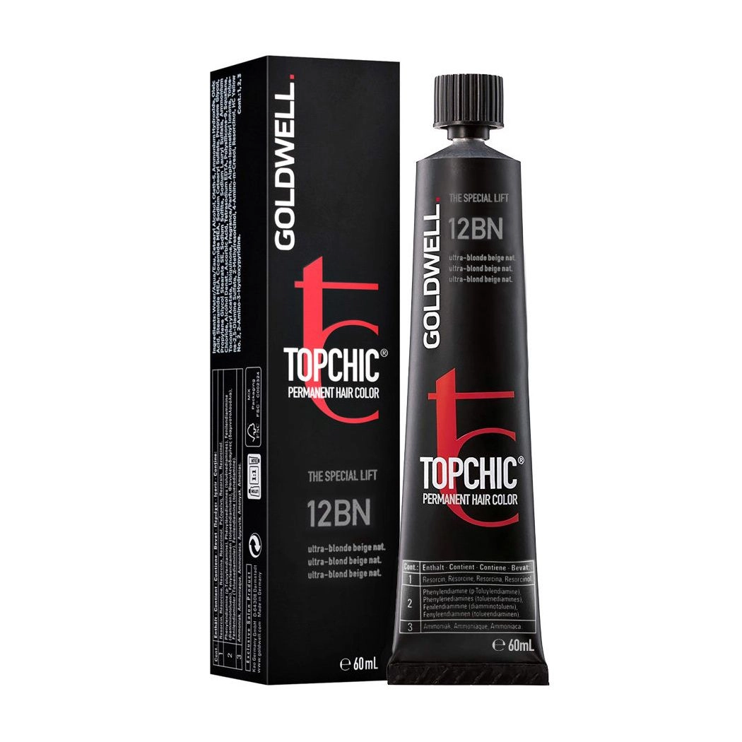 Goldwell Стойкая профессиональная краска для волос Topchic Permanent Hair Color 12-BN Ultra Blonde Beige Natural, 60 мл - фото N1