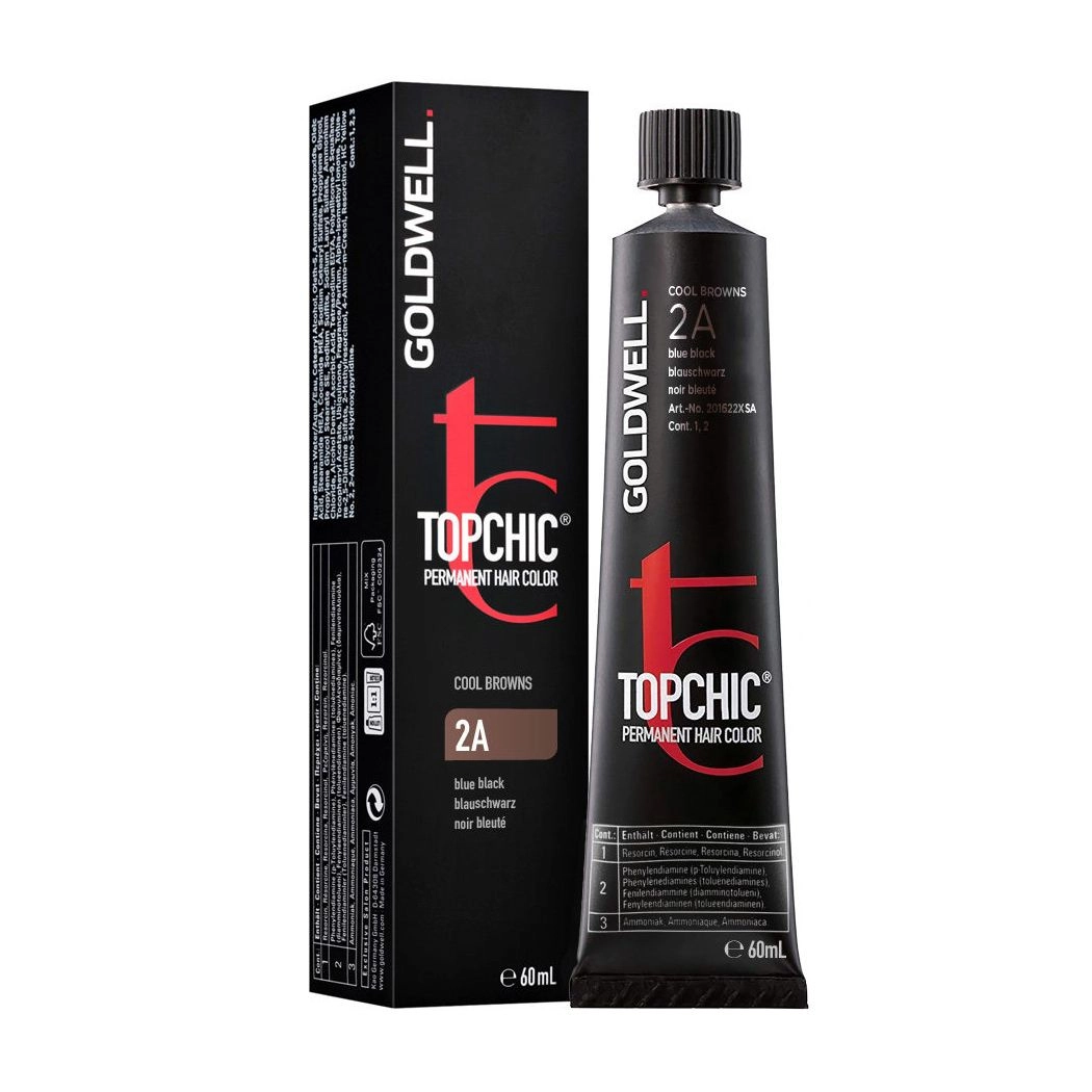 Goldwell Стойкая профессиональная краска для волос Topchic Permanent Hair Color 2-A Blue Black, 60 мл - фото N1