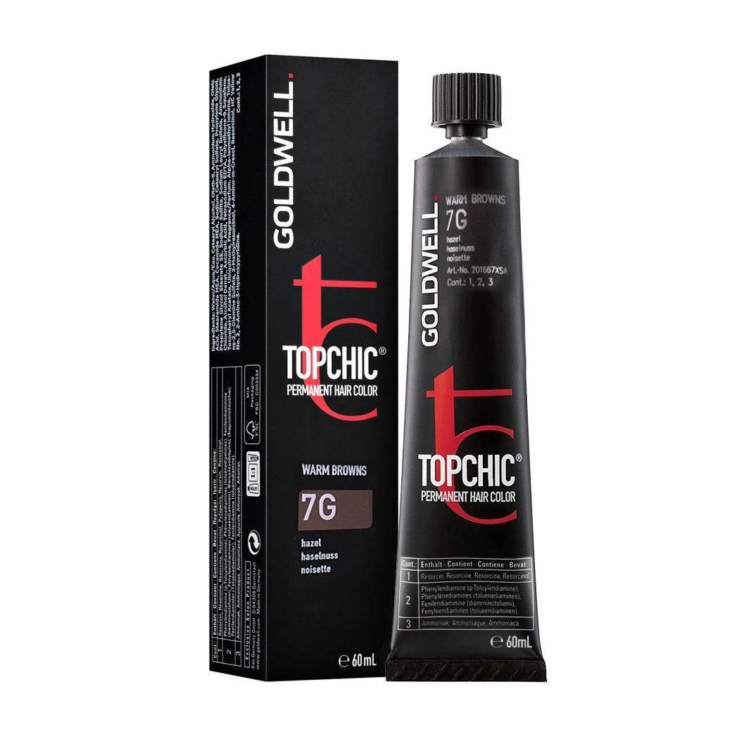 Стійка професійна фарба для волосся - Goldwell Topchic Permanent Hair Color 7-G Hazel, 60 мл - фото N1