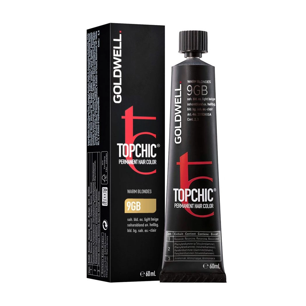 Стойкая профессиональная краска для волос - Goldwell Topchic Permanent Hair Color 9-GB Sahara Blonde Extra Light Beige, 60 мл - фото N1