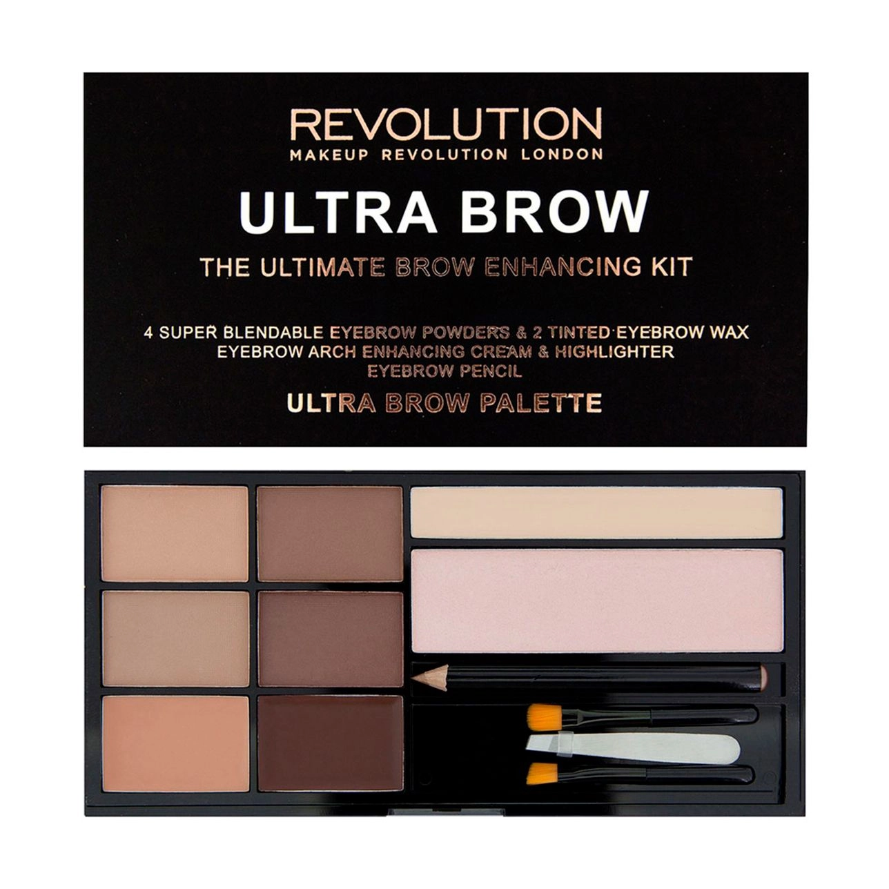 Makeup Revolution Набор для бровей Ultra Brow Palette, Fair To Medium, 19 г - фото N2