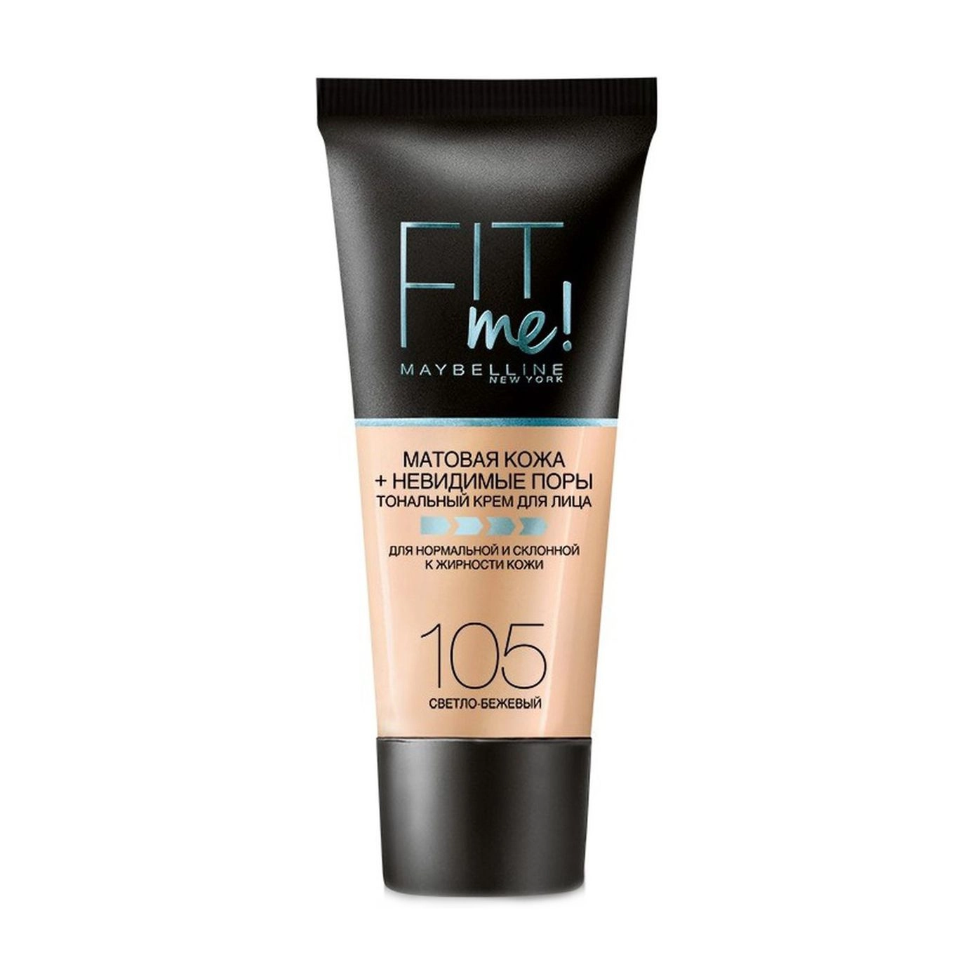 Maybelline New York Матувальний тональний крем Fit Me! Matte + Poreless Foundation 105 Natural Ivory, 30 мл - фото N1