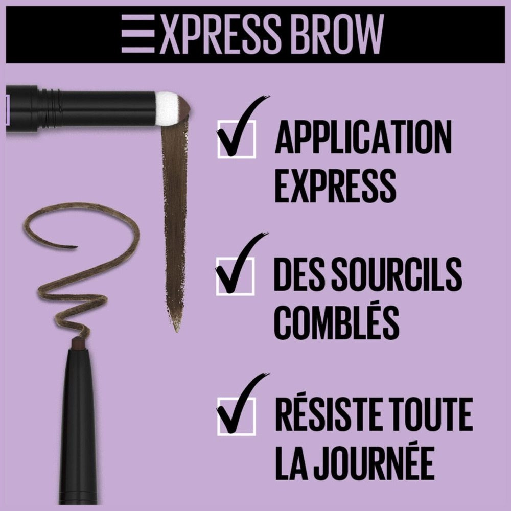 Maybelline New York Олівець-тіні для брів Express Brow Satin Duo 05 Black Brown, 0.71 г - фото N4