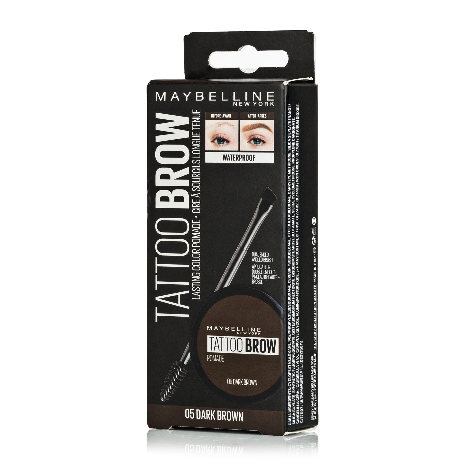 Maybelline New York Помада для брів Tatto Brow 005 Dark Brown, 2 г - фото N1