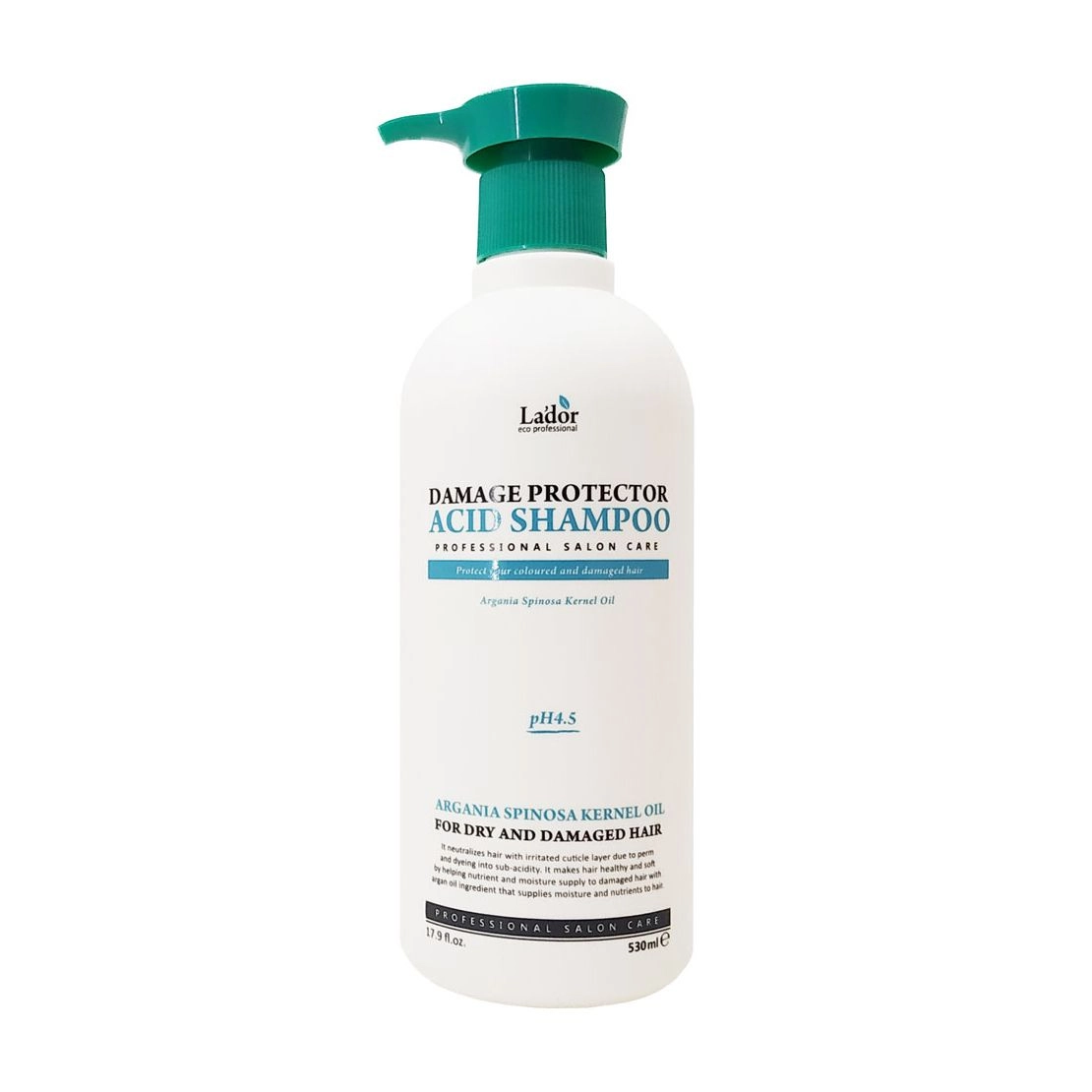 Безлужний (кислотний) шампунь для волосся після фарбування або завивки з аргановою олією - La'dor Damage Protector Acid Shampoo, 530 мл - фото N1