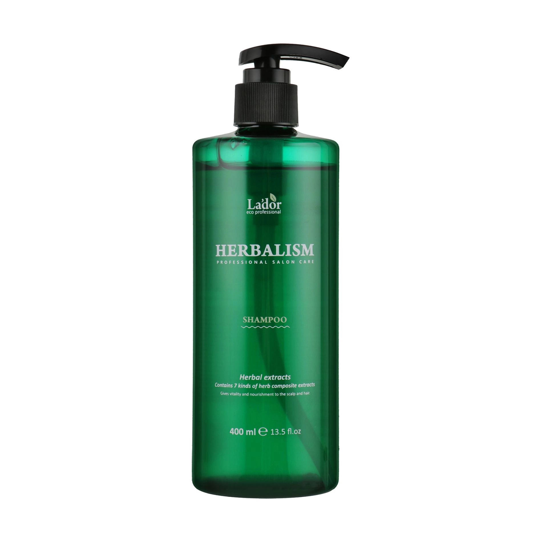 Шампунь против выпадения волос для чувствительной кожи головы с травяными экстрактами и аминокислотами - La'dor Herbalism Shampoo, 400 мл - фото N1