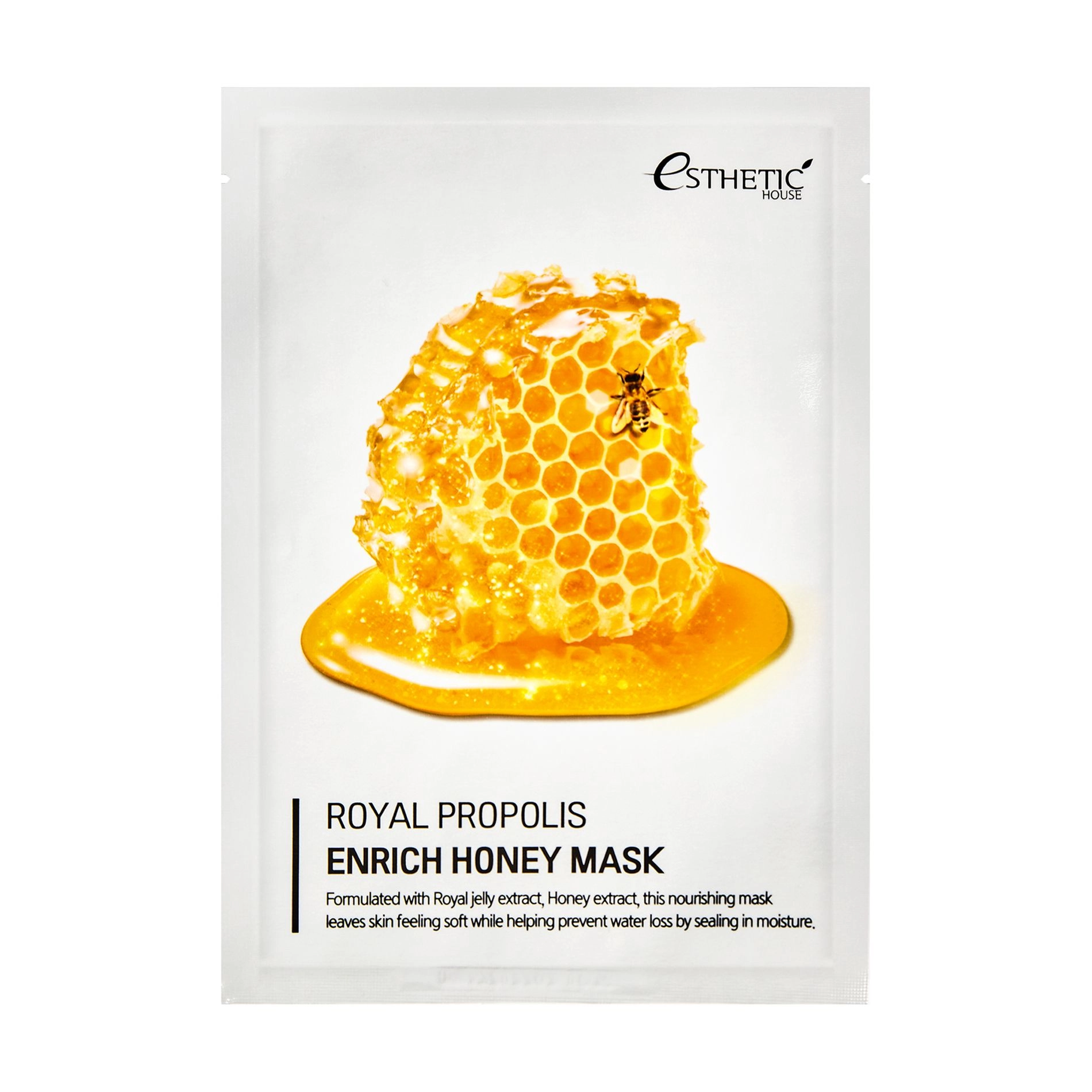 Esthetic House Живильна тканинна маска для обличчя Royal Propolis Enrich Honey Mask на основі маточного молочка та прополісу, 25 мл - фото N1