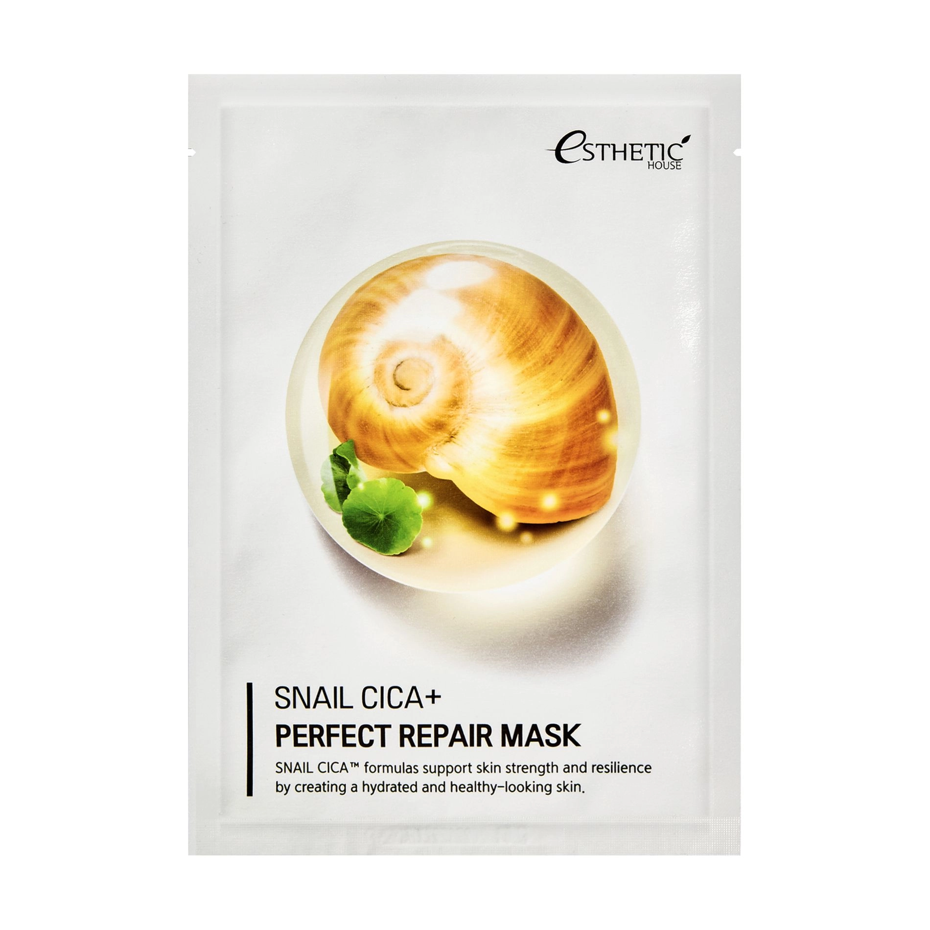 Esthetic House Восстанавливающая тканевая маска для лица Snail Cica+ Perfect Repair Mask на основе муцина улитки, 25 мл - фото N1