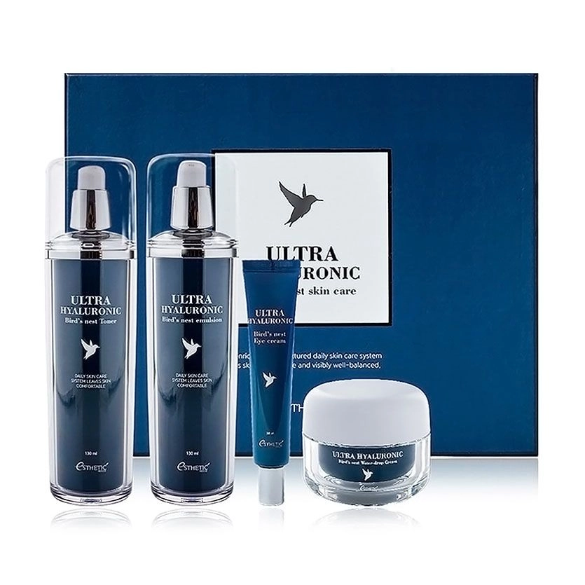 Esthetic House Набір Ultra Hyaluronic Acid Bird's Nest Skin Care Set (тонер для обличчя, 130 мл + емульсія для обличчя, 130 мл + крем для обличчя, 50 мл + крем для повік, 30 мл) - фото N1