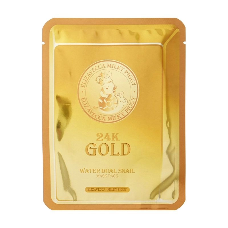 Elizavecca Тканинна маска для обличчя 24k Gold Water Dual Snail Mask з золотом і секретом равлика, 10*25 мл - фото N1