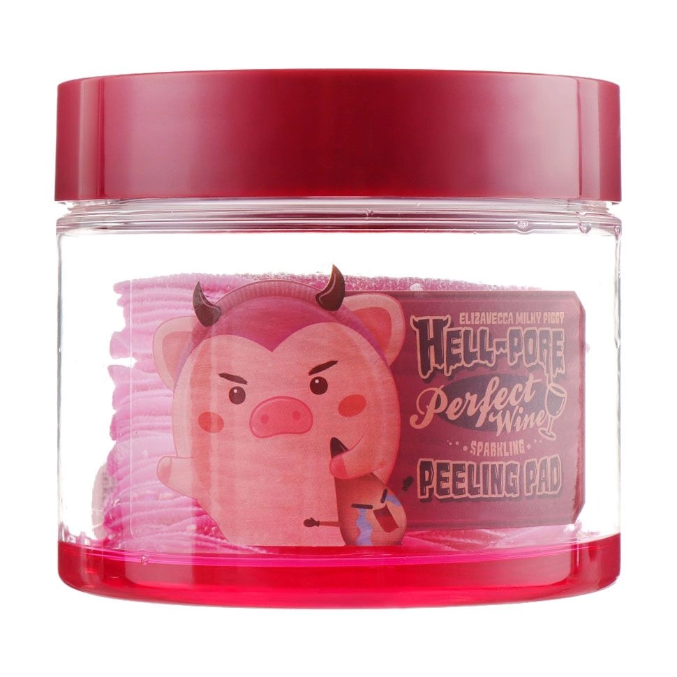 Elizavecca Очищающие пилинг-пады Milky Piggy Hell-Pore Perfect Wine Sparkling Peeling Pad на основе красного вина, 30 шт - фото N1