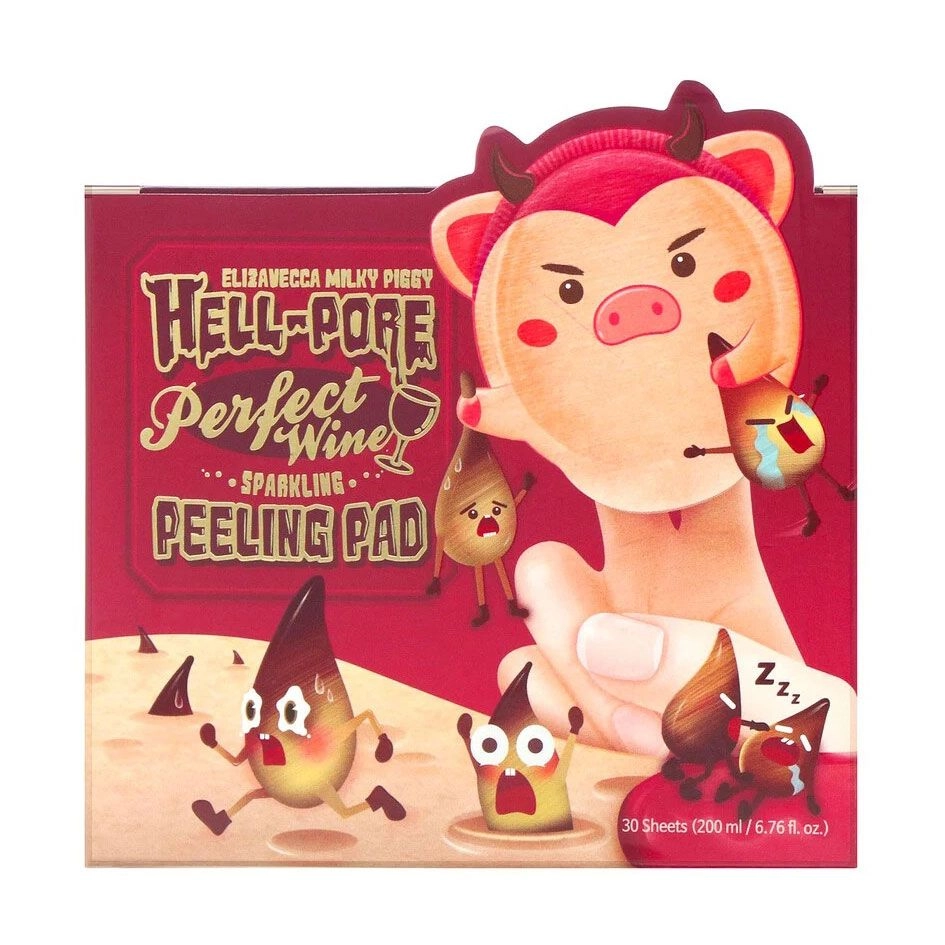 Elizavecca Очищающие пилинг-пады Milky Piggy Hell-Pore Perfect Wine Sparkling Peeling Pad на основе красного вина, 30 шт - фото N2