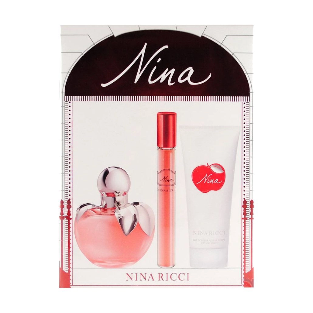 Nina Ricci Парфюмированный набор женский Nina (туалетная вода, 80 мл + туалетная вода, 10 мл + лосьон для тела, 100 мл) - фото N1