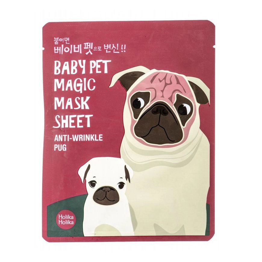 Holika Holika Тканинна маска для обличчя Baby Pet Magic Mask Sheet Anti-Wrinkle Pug Мопс, 22 мл - фото N1