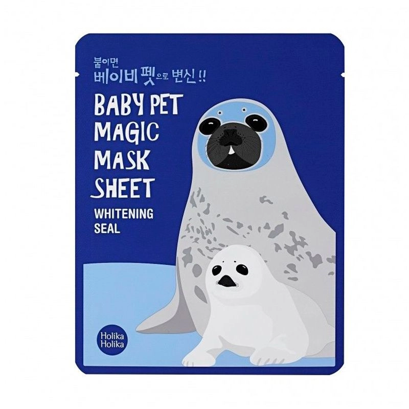 Holika Holika Тканинна маска для обличчя Baby Pet Magic Mask Sheet Whitening Seal Тюлень, 22 мл - фото N1