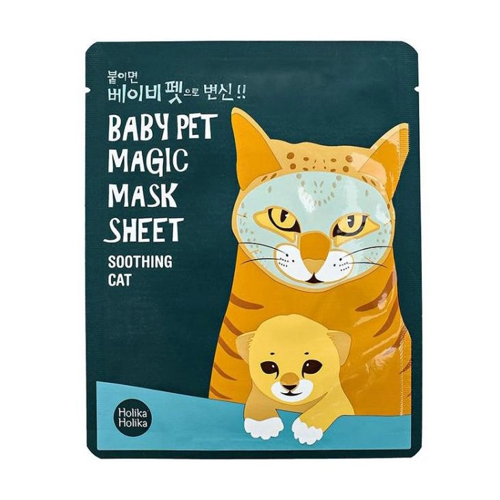 Holika Holika Тканинна маска для обличчя Baby Pet Magic Mask Sheet Soothing Cat Кішка, 22 мл - фото N1