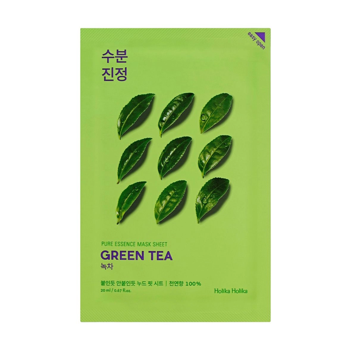 Тканевая маска для лица "Зеленый чай" - Holika Holika Pure Essence Mask Sheet Green Tea, 20 мл, 1 шт - фото N1