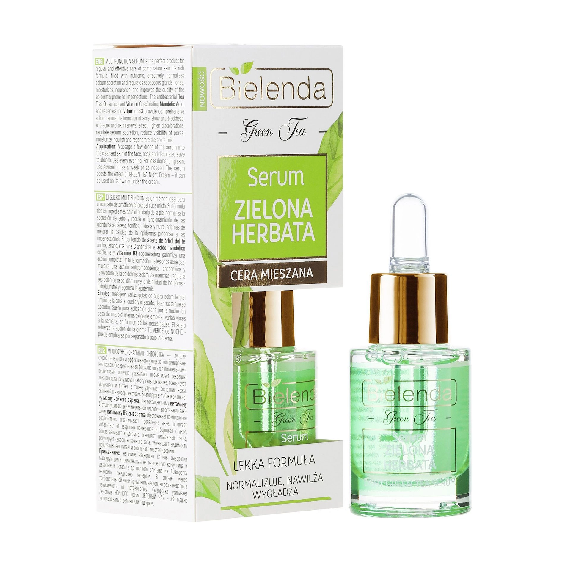 Bielenda Сыворотка для лица Green Tea Face Serum Combination Skin с маслом чайного дерева, 15 мл - фото N1