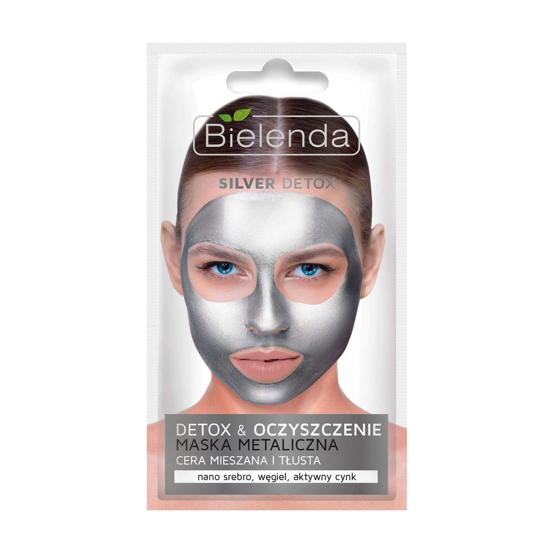 Bielenda Маска для обличчя очищуюча SILVER DETOX металева для нормальної, змішаної і жирної шкіри, 8 г - фото N1