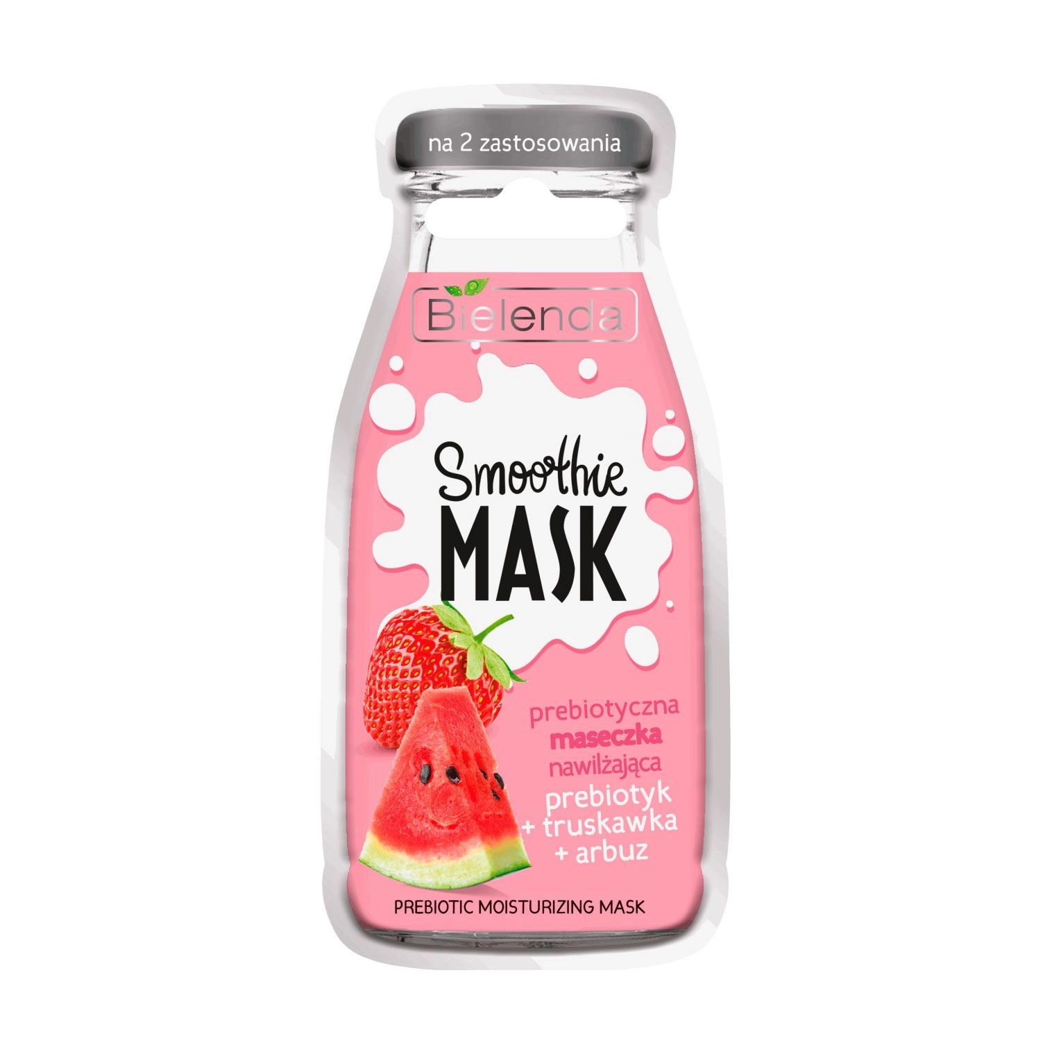 Bielenda Маска для обличчя Smoothie mask зволожуюча, пребиотик + полуниця + кавун, 10 г - фото N1