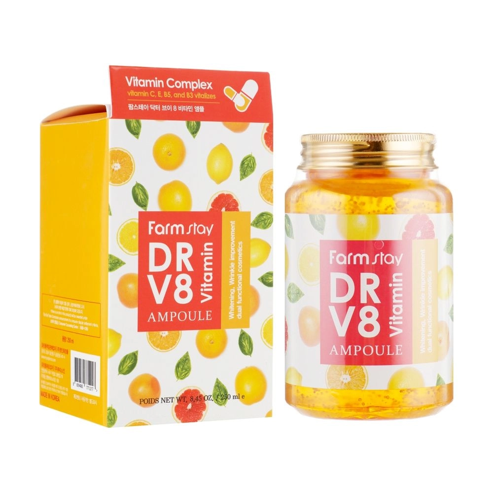Ампульна сироватка для обличчя з вітамінами - FarmStay Dr.V8 Vitamin Ampoule, 250 мл - фото N1
