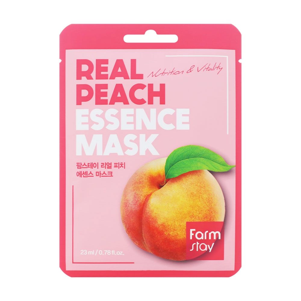 Тканевая маска для лица с экстрактом персика - FarmStay Real Peach Essence Mask, 23 мл, 1 шт - фото N3