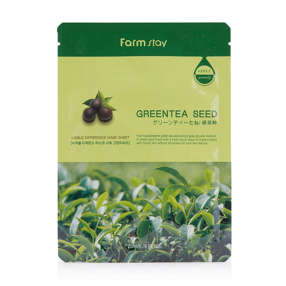 Тканинна маска для обличчя з екстрактом насіння зеленого чаю - FarmStay Visible Difference Mask Sheet Greentea Seed, 23 мл - фото N1