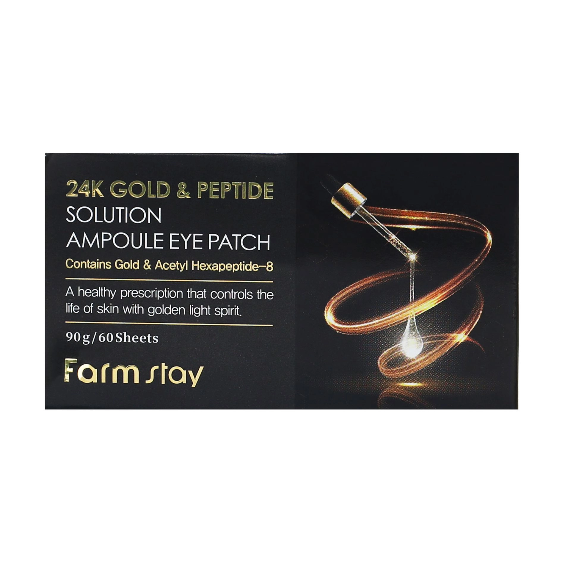 FarmStay Гідрогелеві патчі для шкіри навколо очей 24k Gold & Peptide Solution Ampoule Eye Patch з 24-х каратним золотом та пептидами, 60 шт - фото N2
