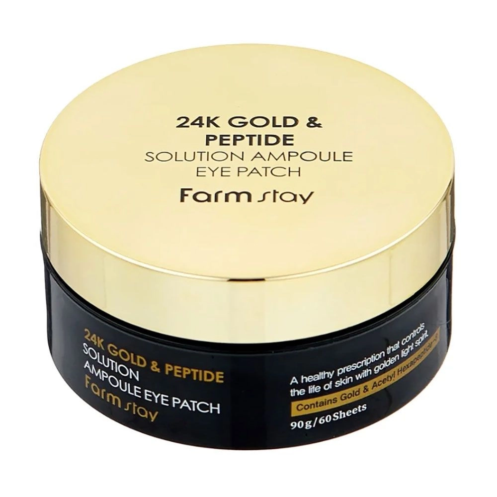 FarmStay Гідрогелеві патчі для шкіри навколо очей 24k Gold & Peptide Solution Ampoule Eye Patch з 24-х каратним золотом та пептидами, 60 шт - фото N3