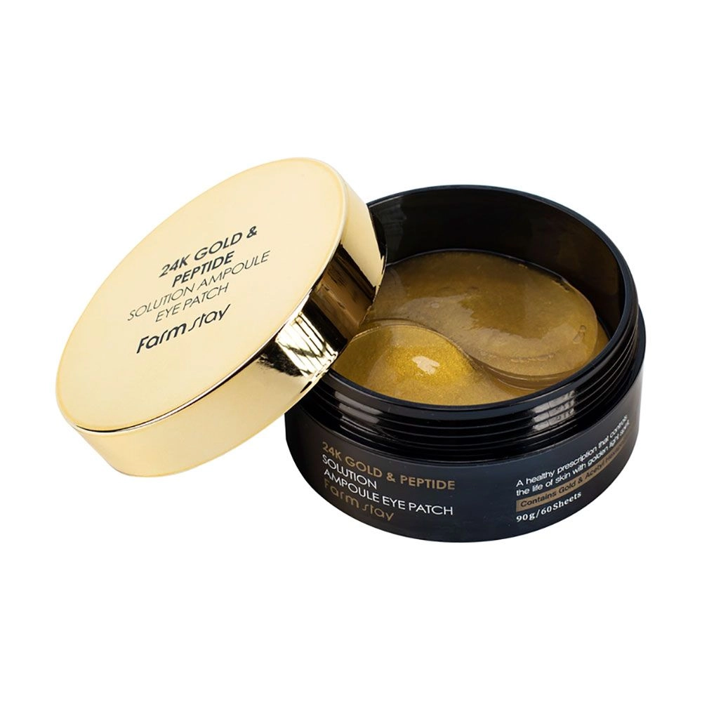 FarmStay Гідрогелеві патчі для шкіри навколо очей 24k Gold & Peptide Solution Ampoule Eye Patch з 24-х каратним золотом та пептидами, 60 шт - фото N4