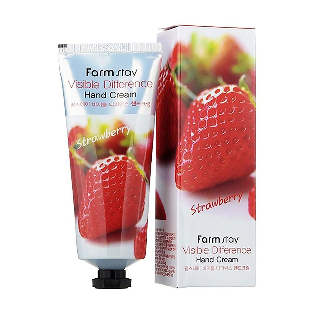 Крем для рук з екстрактом полуниці - FarmStay Visible Difference Hand Cream Strawberry, 100 мл - фото N1