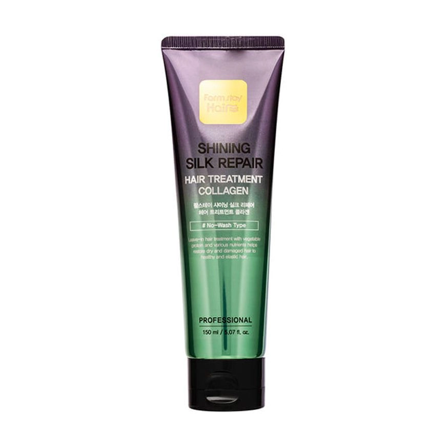 Несмываемая маска для волос с гидролизованным коллагеном и маслом арганы - FarmStay Shining Silk Repair Hair Treatment Collagen, 150 мл - фото N1