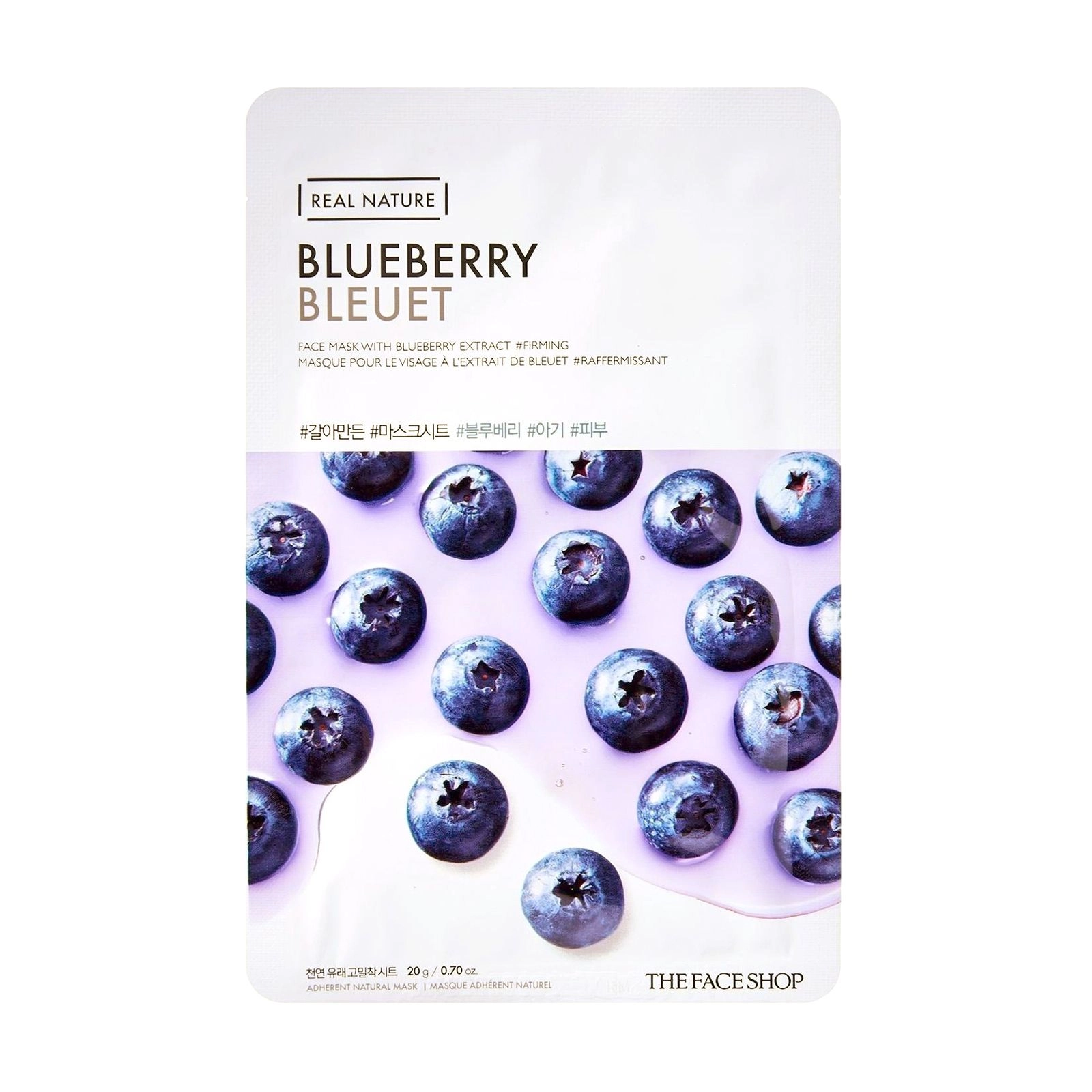 The Face Shop Тканинна маска для обличчя Real Nature Blueberry Face Mask з екстрактом лохини, 20 г - фото N1