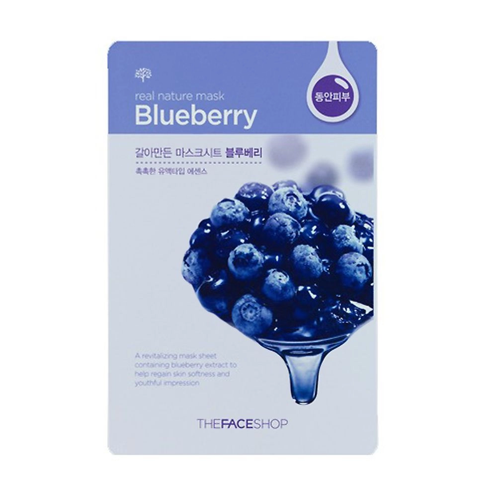 The Face Shop Тканинна маска для обличчя Real Nature Blueberry Face Mask з екстрактом лохини, 20 г - фото N2