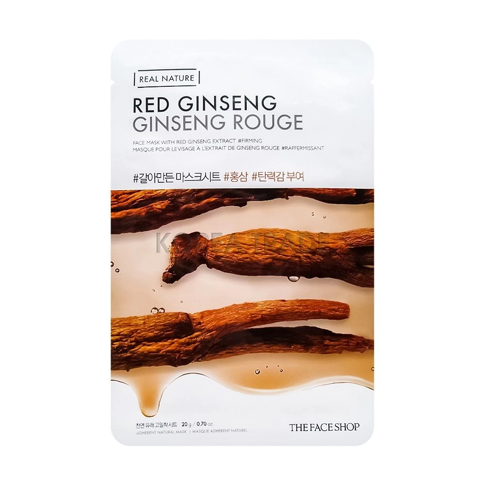 The Face Shop Тканевая маска для лица Real Nature Red Ginseng Face Mask с красным женьшенем, 20 г - фото N1