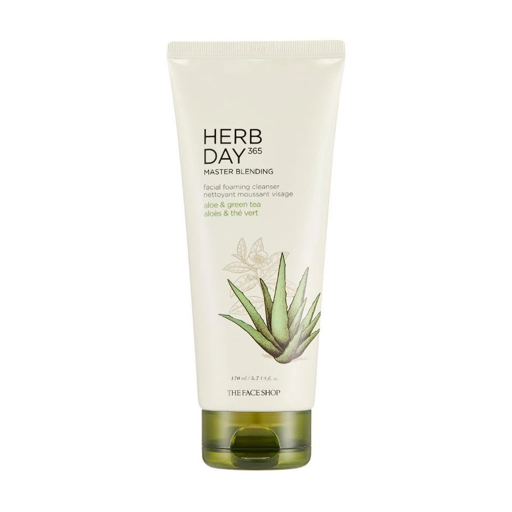 The Face Shop Очищающая пенка для лица Herb Day 365 Cleansing Foam Aloe, 170 мл - фото N1