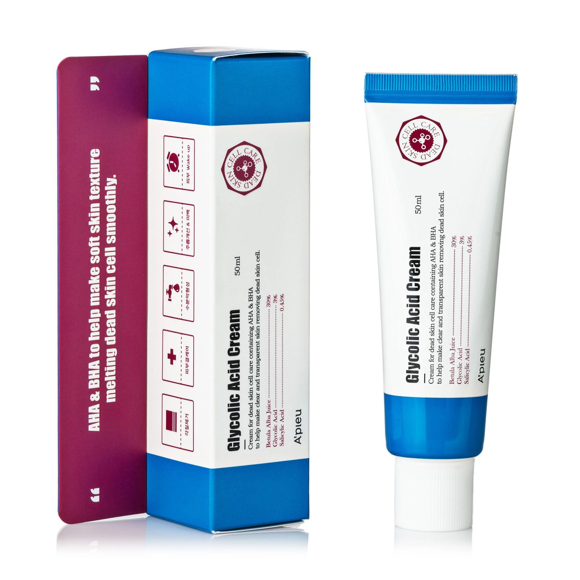 Обновляющий крем-пилинг для лица с AHA и BHA кислотами - A'pieu Glycolic Acid Cream, 50 мл - фото N1