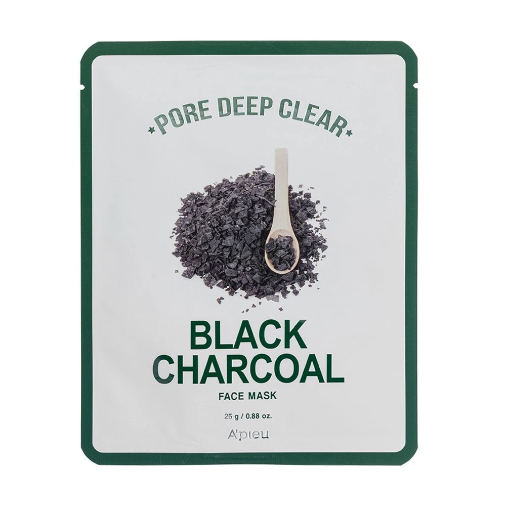 A'pieu Тканевая маска APieu Pore Deep Clear Black Charcoal Mask с черным углем, для очищения пор, 25 г - фото N1