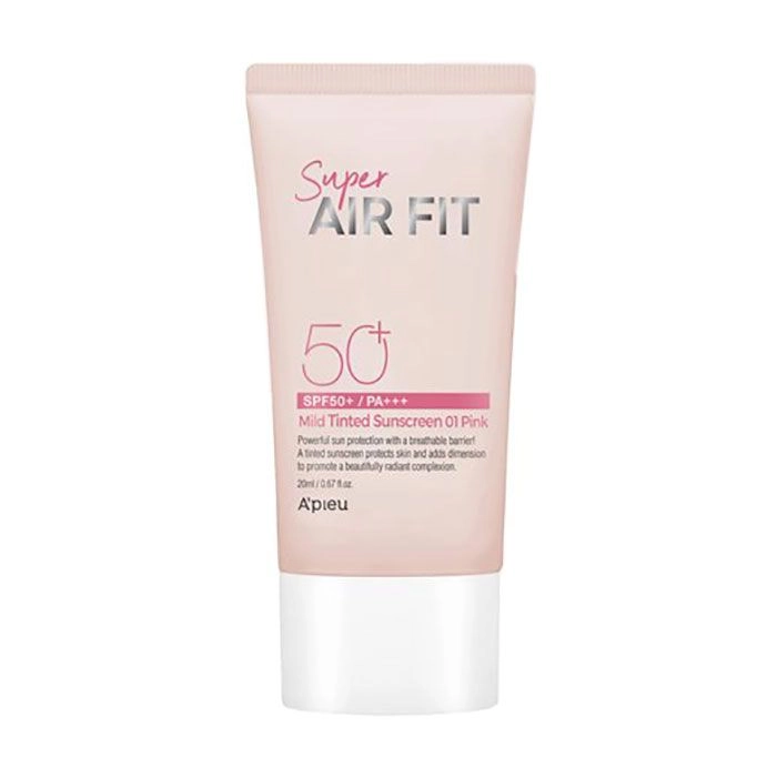 A'pieu Сонцезахисний тонувальний крем для обличчя Super Air Fit SPF50+ PA+++ Mild Tinted Sunscreen, 01 Pink, 50 мл - фото N1