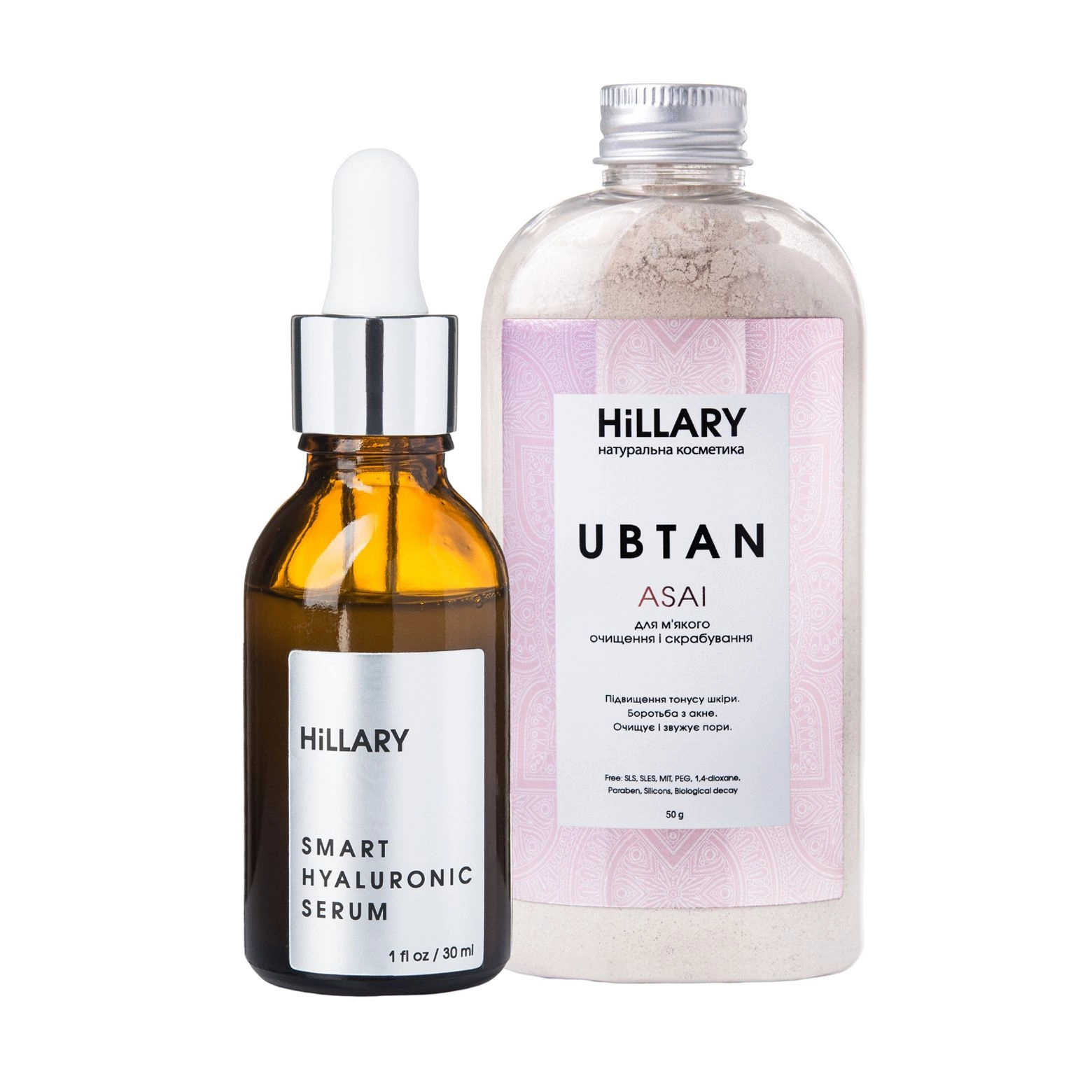 Hillary Набор для лица Smart Hyaluronic (убтан, 50 г + гиалуроновая сыворотка, 30 мл) - фото N1