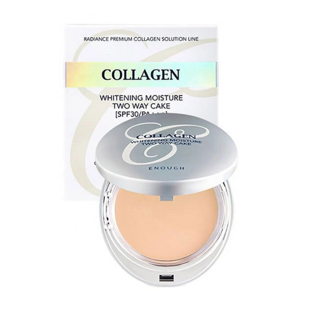 Enough Компактна пудра для обличчя Collagen 3 in 1 Whitening Moisture Two Way Cake SPF 28 PA++, зі змінним блоком, 2*13 г - фото N1