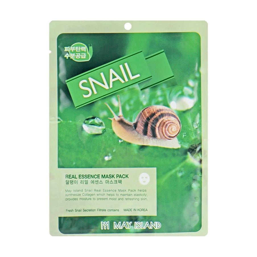 May Island Тканинна маска для обличчя Real Essence Snail Mask Pack з муцином равлика, 10*25 мл - фото N1