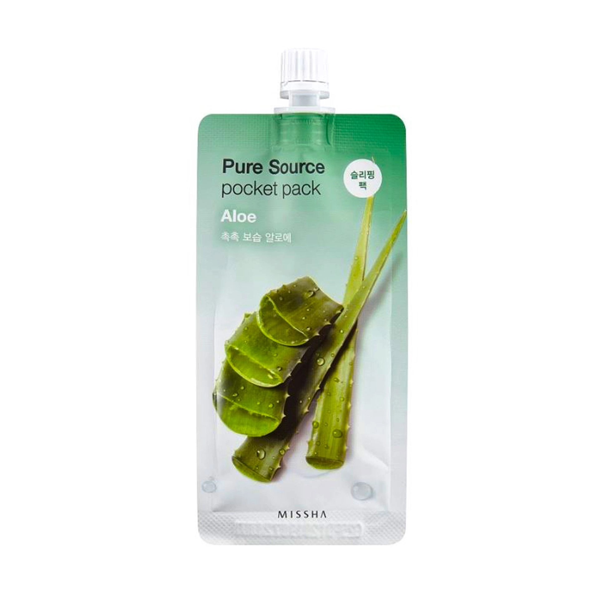 Missha Нічна маска для обличчя Pure Source Pocket Pack Aloe з екстрактом алое вера, 10 мл - фото N1