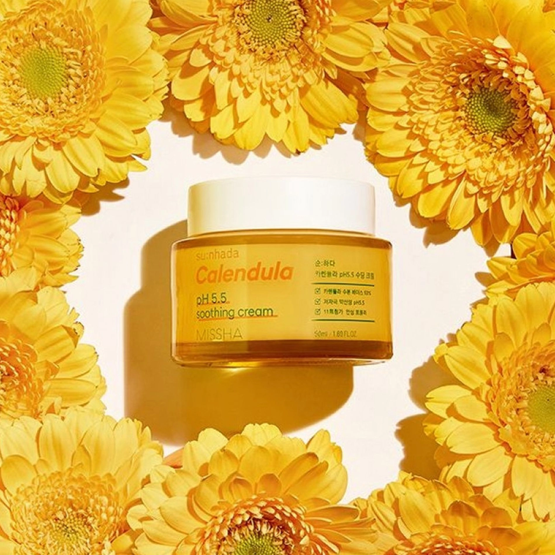 Missha Заспокійливий крем Su:Nhada Calendula pH 5.5 Soothing Cream для чутливої шкіри обличчя, 50 мл - фото N2